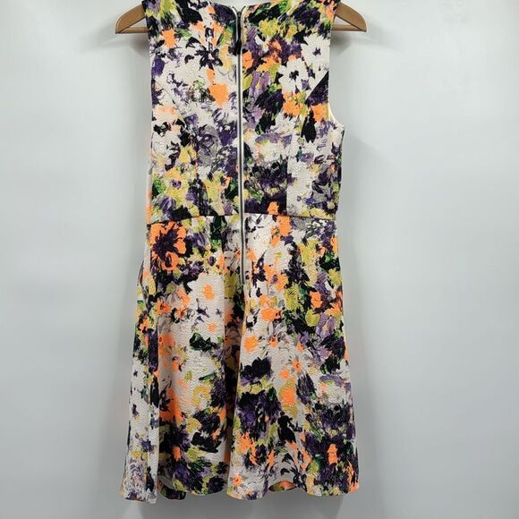 Anthropologie Cream Floral Mini Dress with Purple and Yellow Print - Picture 6 of 12